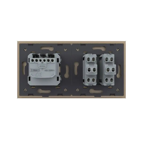 Livolo | Goud | SR+SR | Aan/Uit | Dubbele wipschakelaar | Wandcontactdoos Livolo Nederland B.V.