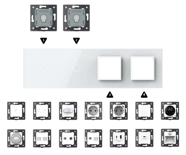Zelf samenstellen | Wit | Afdekraam 1+1+SR+SR Livolo Nederland B.V.
