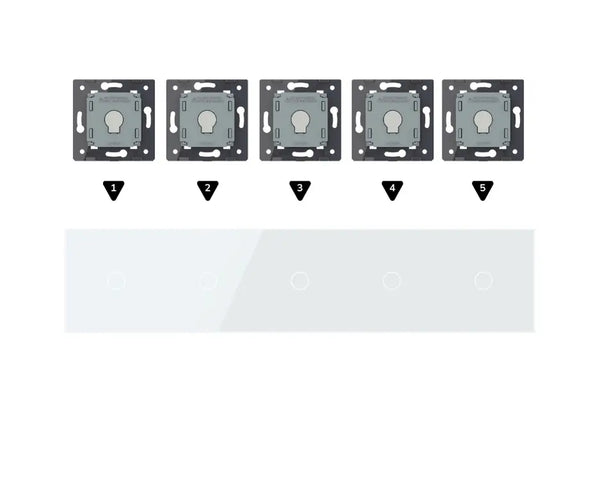 Zelf samenstellen | Wit | Afdekraam 1+1+1+1+1 Livolo Nederland B.V.