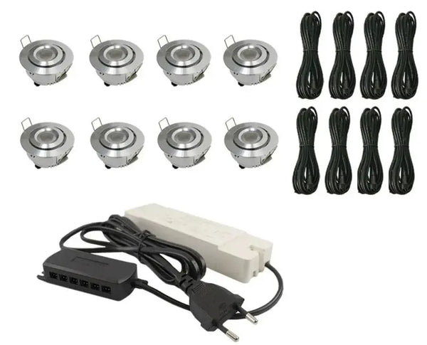 Complete Veranda Set | Deluxe 3 | Veranda verlichting 12V | Plug and Play | 8 Inbouwspots | Verstelbaar | Dimbaar Livolo Nederland