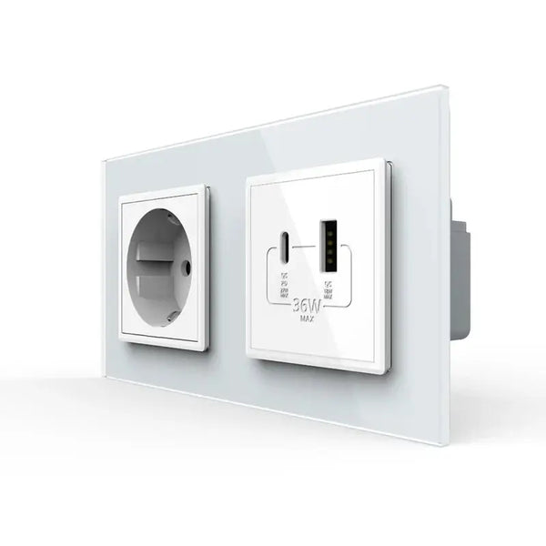 Livolo | Wit | SR+SR | Wandcontactdoos | USB + USB type C oplader Livolo Nederland B.V.