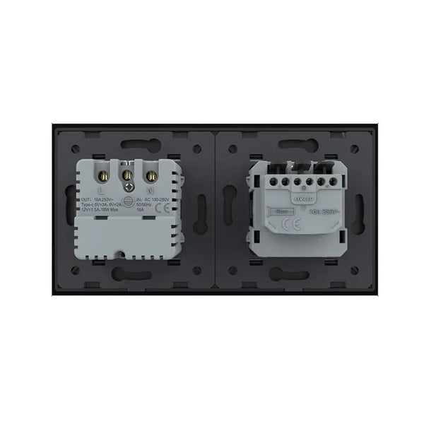 Livolo | Zwart | SR+SR | Wandcontactdoos | Wandcontactdoos + USB-C oplader Livolo Nederland B.V.