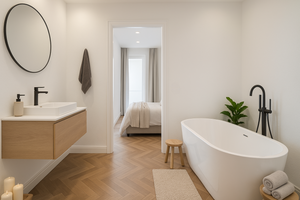 Design inbouwspots badkamer in minimalistisch interieur