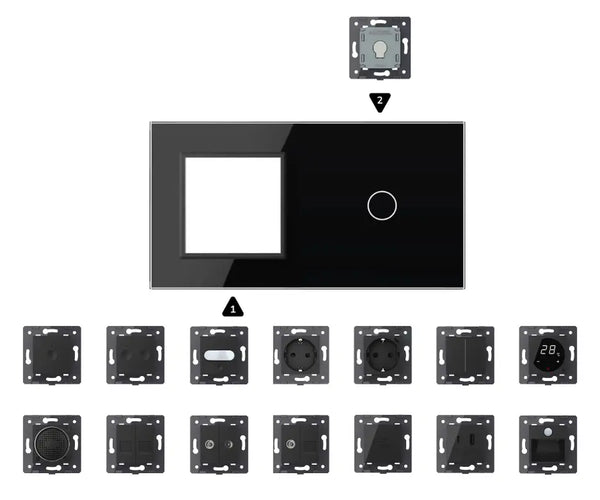 Zelf samenstellen | Zwart | Afdekraam SR+1 Livolo Nederland B.V.