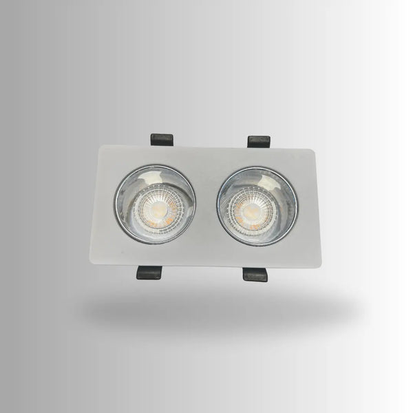 Dubbele GU10 armatuur | Wit - Chroom | Kantelbaar en Richtbaar | Inbouwspot | Rechthoek | ø 2x76mm Livolo Nederland B.V.