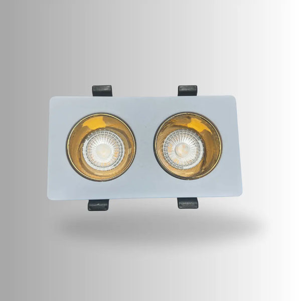 Dubbele GU10 armatuur | Wit - Goud | Kantelbaar en Richtbaar | Inbouwspot | Rechthoek | ø 2x76mm Livolo Nederland B.V.