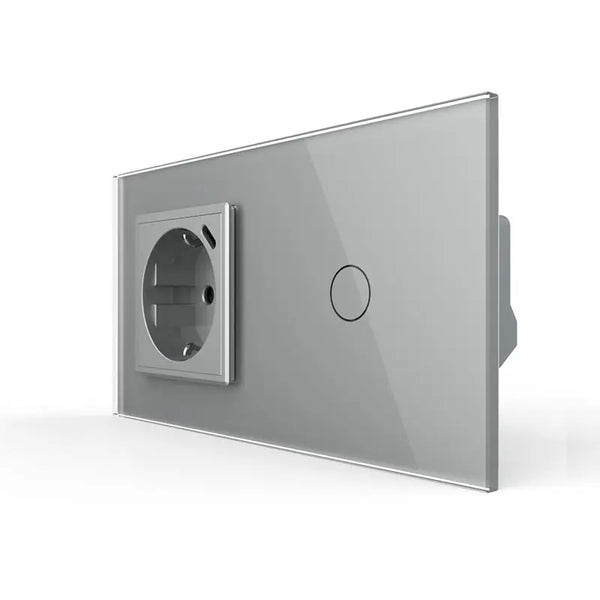 Livolo | Grijs | SR+1 | Aan/Uit | Wandcontactdoos + USB-C Oplader | Schakelaar Livolo Nederland B.V.