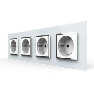 Livolo | Wit | SR+SR+SR+SR | Wandcontactdoos | Chome frame Livolo Nederland B.V.