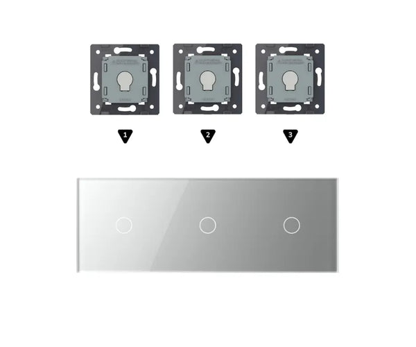 Zelf samenstellen | Grijs | Afdekraam 1+1+1 Livolo Nederland B.V.