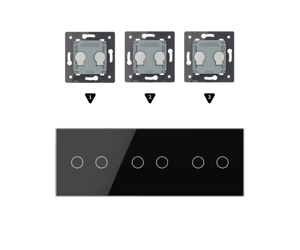 Zelf samenstellen | Zwart | Afdekraam 2+2+2 Livolo Nederland B.V.