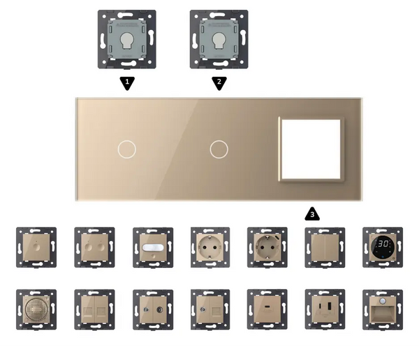 Zelf samenstellen | Goud | Afdekraam 1+1+SR Livolo Nederland B.V.