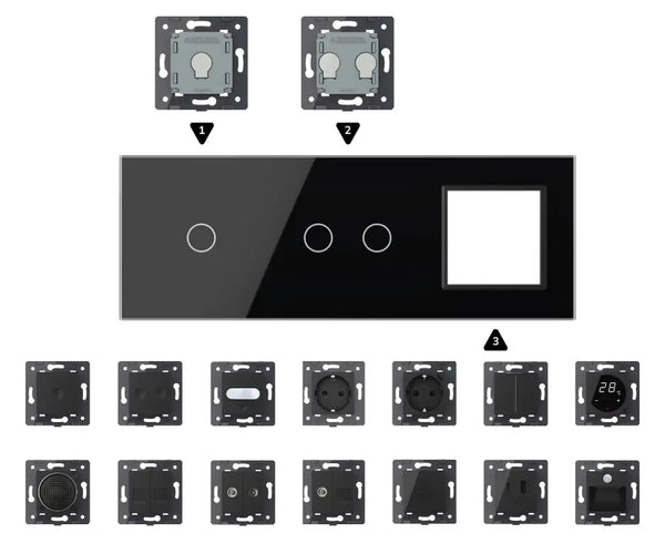 Zelf samenstellen | Zwart | Afdekraam 1+2+SR Livolo Nederland B.V.