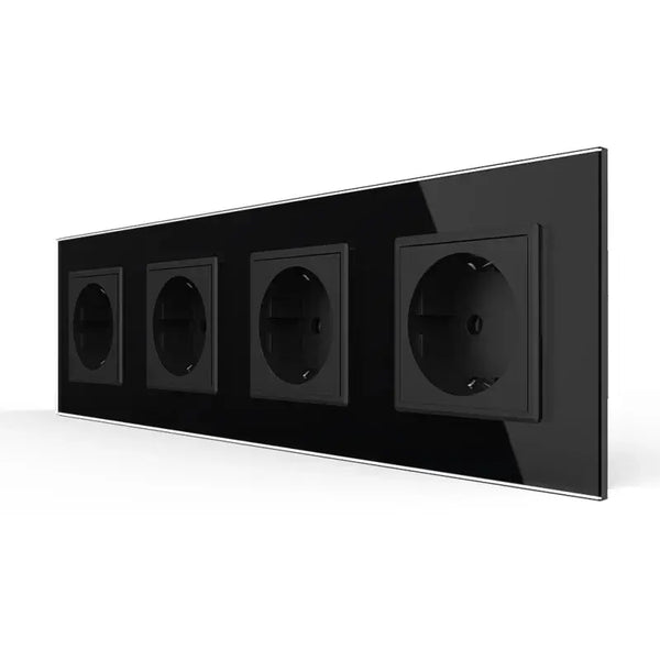 Livolo | Zwart | SR+SR+SR+SR | Wandcontactdoos Livolo Nederland