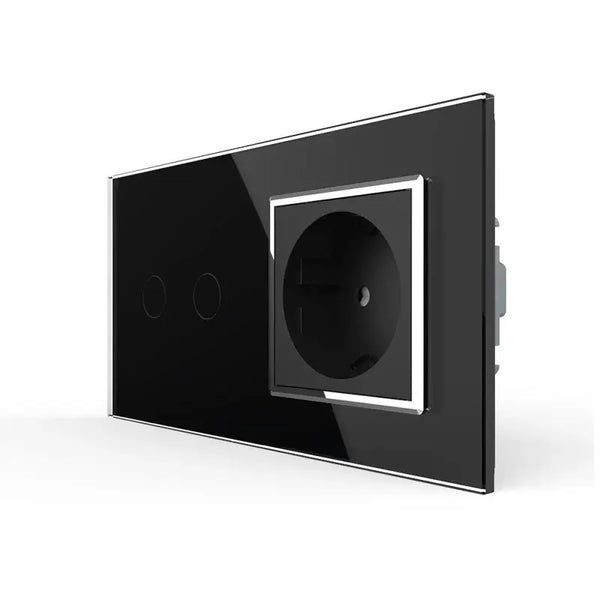 Livolo | Zwart | 2+SR | Aan/Uit | Schakelaar | Wandcontactdoos | Chrome frame Livolo Nederland B.V.