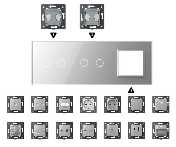Zelf samenstellen | Grijs | Afdekraam 2+2+SR Livolo Nederland B.V.