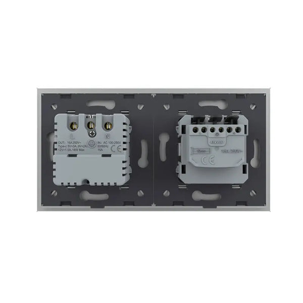 Livolo | Grijs | SR+SR | Wandcontactdoos | Wandcontactdoos + USB-C oplader Livolo Nederland B.V.