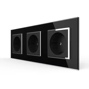 Livolo | Zwart | SR+SR+SR | Wandcontactdoos | Chrome frame Livolo Nederland B.V.