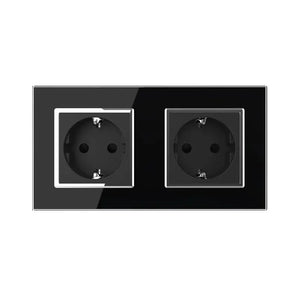 Livolo | Zwart | SR+SR | Wandcontactdoos | Chrome frame Livolo Nederland B.V.