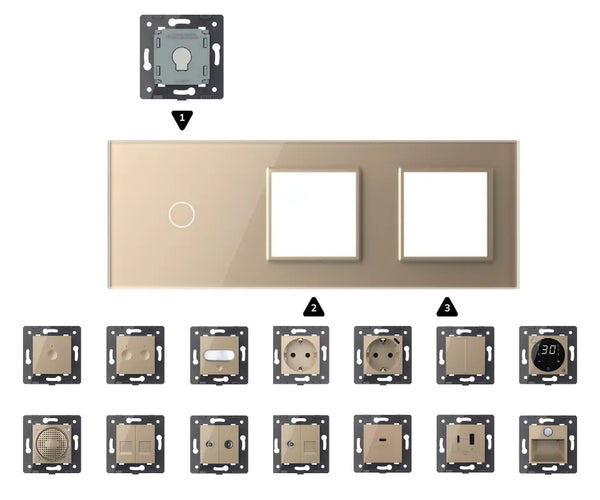 Zelf samenstellen | Goud | Afdekraam 1+SR+SR Livolo Nederland B.V.
