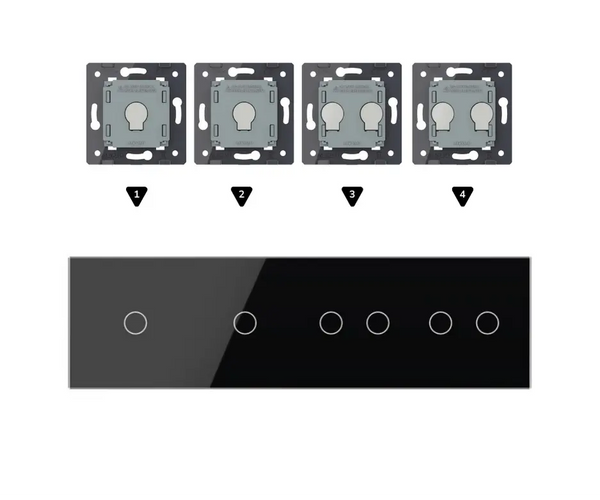 Zelf samenstellen | Zwart | Afdekraam 1+1+2+2 Livolo Nederland B.V.