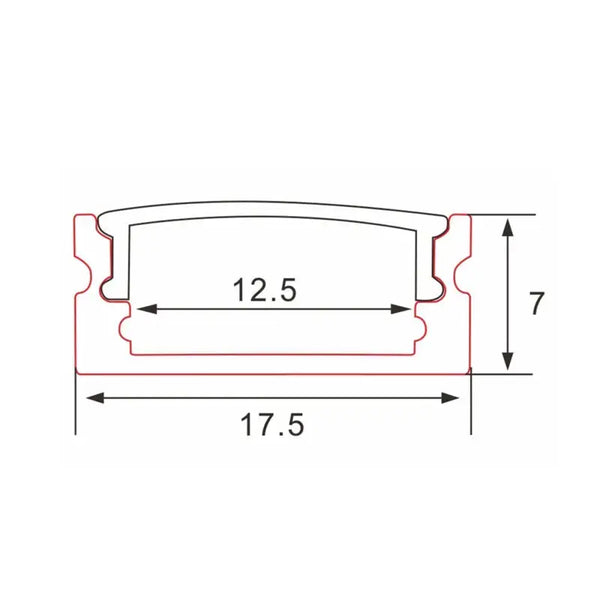 Profiel | Opbouw | 1 Meter | Recht | Aluminium | 17.5 x 7 | COB ledstrip Livolo Nederland B.V.