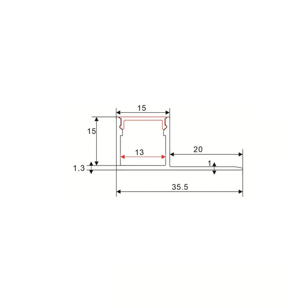 Stucprofiel | Inbouw | 1 Meter | Zijkant | Aluminium | 35.5 x 15 | COB ledstrip