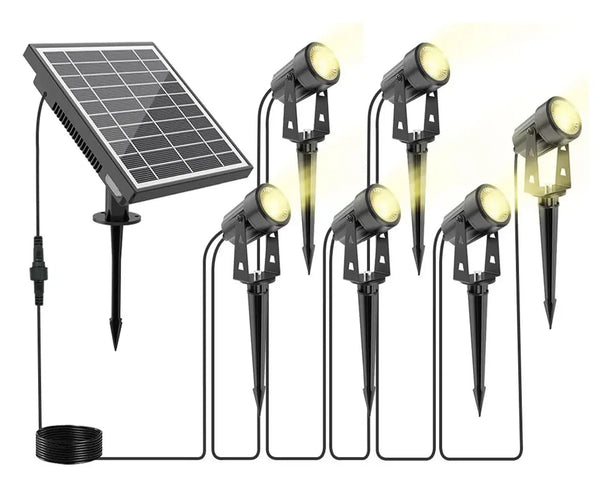 Complete Tuinspot Set | Oplaadbaar - Zonnepaneel | Plug and Play | 6 Tuinspots | Warm/wit