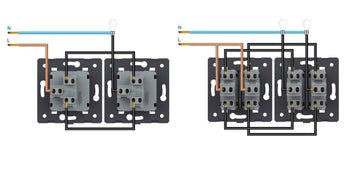 Aansluitschema-enkele en dubbele wisselschakelaar