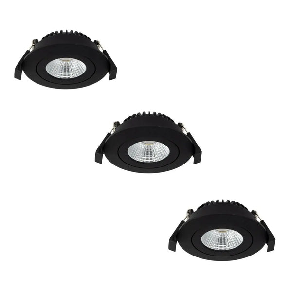 Inbouwspot | 3 Stuks | Zwart | Lage inbouwdiepte | IP54 | Kantelbaar | Rond | Ø 68mm Livolo Nederland B.V.