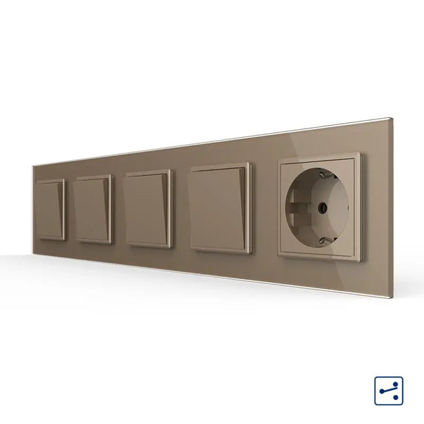 Livolo | Goud | 1+1+1+1+SR | Aan/Uit | Wissel | Wipschakelaar met wandcontactdoos Livolo Nederland B.V.