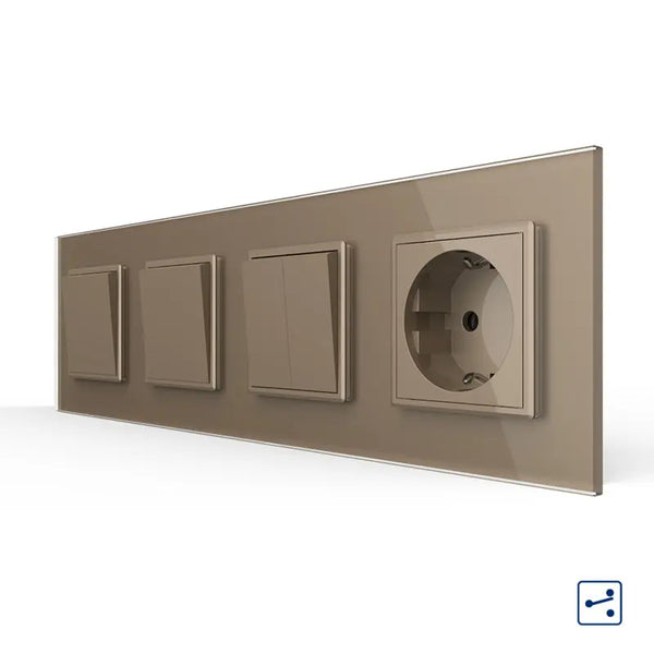 Livolo | Goud | 1+1+2+SR | Aan/Uit | Wissel | Wipschakelaar met wandcontactdoos Livolo Nederland B.V.