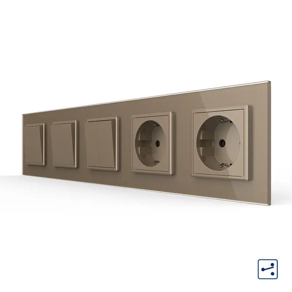 Livolo | Goud | 1+1+2+SR+SR | Aan/Uit | Wissel | Wipschakelaar met dubbele wandcontactdoos Livolo Nederland B.V.