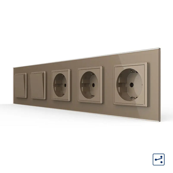 Livolo | Goud | 1+1+SR+SR+SR | Aan/Uit | Wissel | Wipschakelaar met drie wandcontactdozen Livolo Nederland B.V.