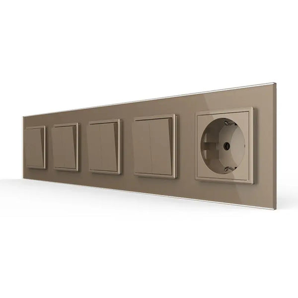 Livolo | Goud | 1+2+2+2+SR | Aan/Uit | Wipschakelaar met wandcontactdoos Livolo Nederland B.V.