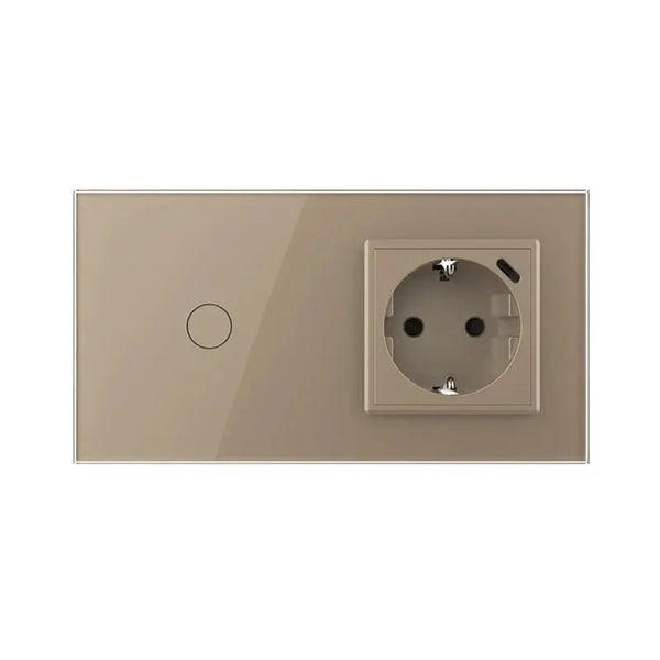 Livolo | Goud | 1+SR | Aan/Uit | Schakelaar met wandcontactdoos + USB-C Oplader Livolo Nederland B.V.