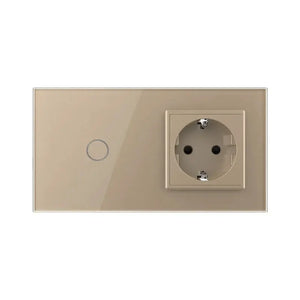 Livolo | Goud | 1+SR | Dimmer | Wisselschakelaar met wandcontactdoos Livolo Nederland B.V.