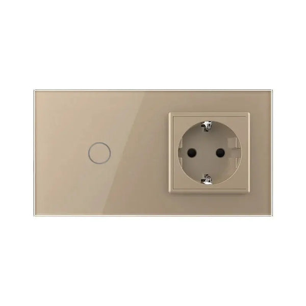 Livolo | Goud | 1+SR | Dimmer | Wisselschakelaar met wandcontactdoos Livolo Nederland B.V.