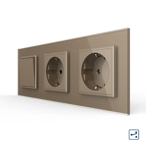 Livolo | Goud | 1+SR+SR | Aan/Uit | Wissel | Wipschakelaar met dubbele wandcontactdoos Livolo Nederland B.V.