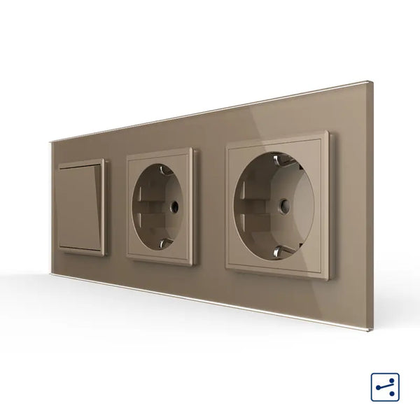 Livolo | Goud | 1+SR+SR | Aan/Uit | Wissel | Wipschakelaar met dubbele wandcontactdoos Livolo Nederland B.V.