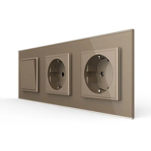 Livolo | Goud | 1+SR+SR | Puls | Wipschakelaar met dubbele wandcontactdoos Livolo Nederland B.V.