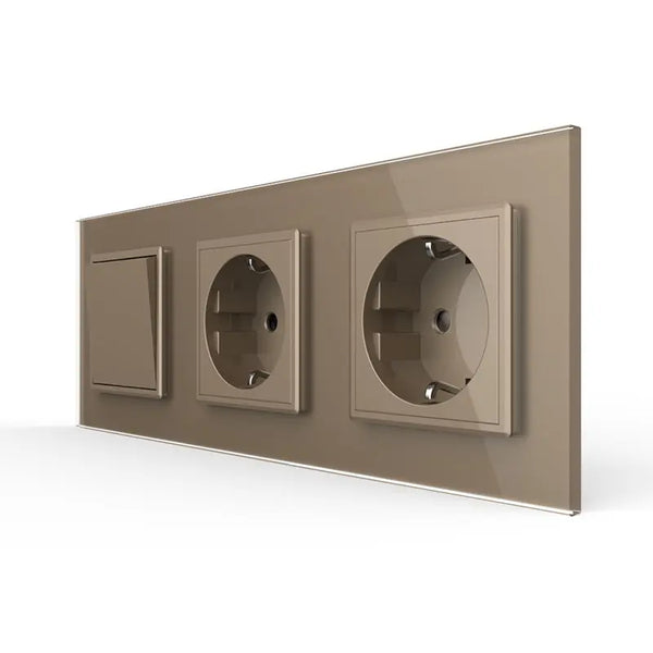 Livolo | Goud | 1+SR+SR | Puls | Wipschakelaar met dubbele wandcontactdoos Livolo Nederland B.V.