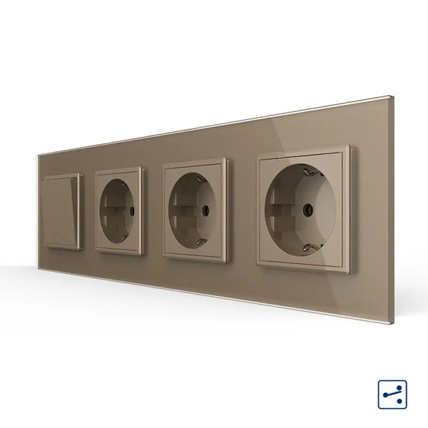 Livolo | Goud | 1+SR+SR+SR | Aan/Uit | Wissel | Wipschakelaar met drie wandcontactdozen Livolo Nederland B.V.