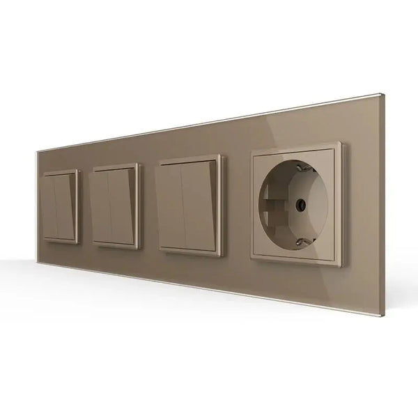 Livolo | Goud | 2+2+2+SR | Aan/Uit | Wipschakelaar met wandcontactdoos Livolo Nederland B.V.