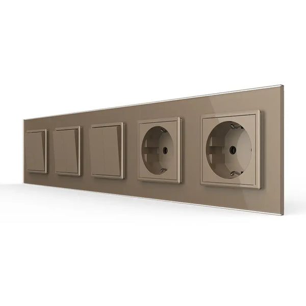 Livolo | Goud | 2+2+2+SR+SR | Aan/Uit | Wipschakelaar met dubbele wandcontactdoos Livolo Nederland B.V.