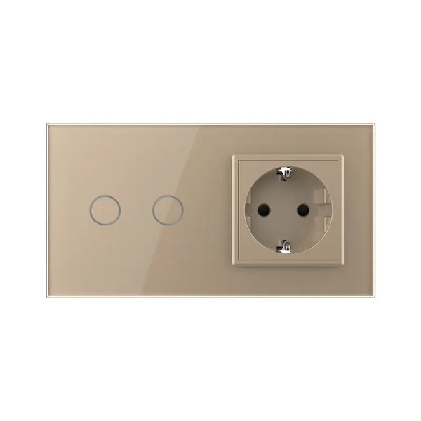 Livolo | Goud | 2+SR | Aan/Uit | Schakelaar met wandcontactdoos Livolo Nederland B.V.