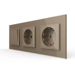 Livolo | Goud | 2+SR+SR | Puls | Wipschakelaar met dubbele wandcontactdoos Livolo Nederland B.V.