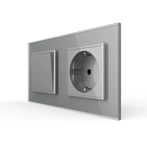 Livolo | Grijs | 1+SR | Aan/Uit | Wipschakelaar met wandcontactdoos Livolo Nederland B.V.