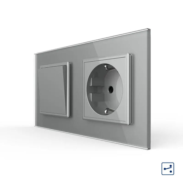 Livolo | Grijs | 1+SR | Aan/Uit | Wissel | Wipschakelaar met wandcontactdoos Livolo Nederland B.V.