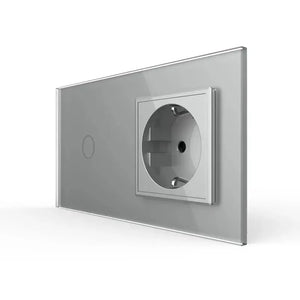 Livolo | Grijs | 1+SR | Dimmer | Wisselschakelaar met wandcontactdoos Livolo Nederland B.V.