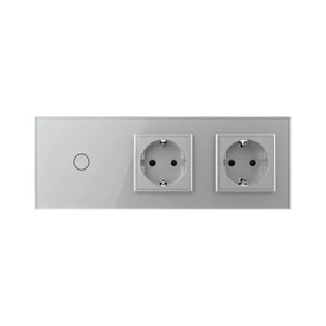 Livolo | Grijs | 1+SR+SR | Aan/Uit | Schakelaar met dubbele wandcontactdoos Livolo Nederland B.V.
